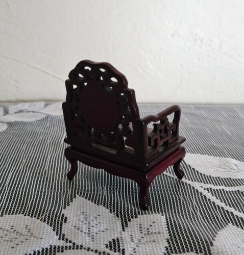 Miniature Asian POGODA CHAIR Dollhouse w/ MOTHER OF PEARL Wood Inlay Hand Made - Picture 5 of 10