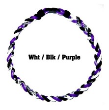 3 Rope Tornado Braided Baseball Softball Necklace 18" 20" Black Purple White