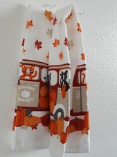 2 CASABA FALL AUTUMN PUMPLIN HARVEST, KITCHEN HAND TOWEL SET THANKSGIVING NWT