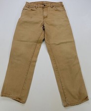 Rare Vintage DICKIES Spell Out Zip Fly Button Denim Jeans 90s Brown Tan SZ 32x32