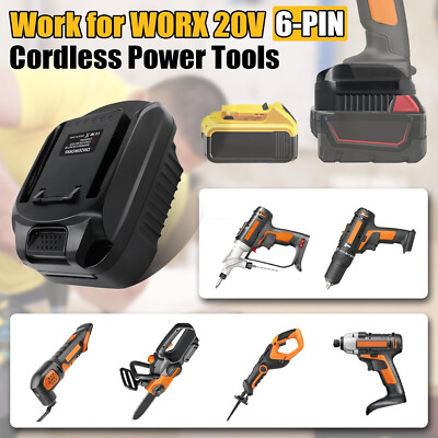 Battery Adapter for Milwaukee 18V Li-ion convert to for Worx 20V 6PIN Drill