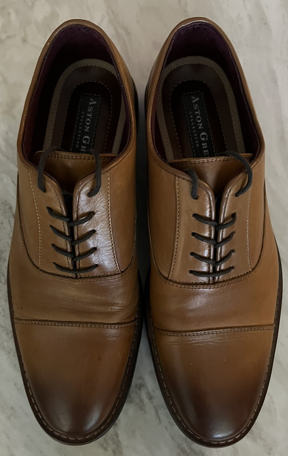 SAOLA Aston Grey Bandino Oxford da uomo taglia 9 scarpe eleganti in pelle marrone con punta a cappuccio