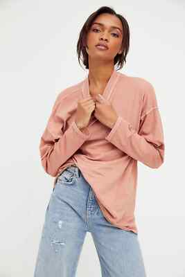 Free People We The Free Be Free Tunika Oberteil mit Stehkragen, rosa, Small, UVP 38 $