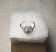 Solid 925 Silver Authentic Colombian Emerald Gemstone Handmade Ring Women Sz 8