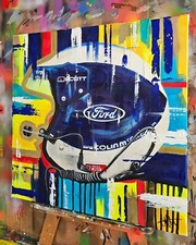 Colin Mcrae Rally helmet Acrylic Painting Canvas Wall Art Picture Man Cave Bar 