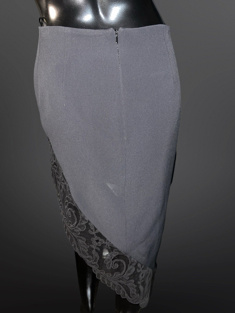 David Koma Asymmetrical Lace Trim Skirt Black Size UK 12 US 8 NWT  display picture 1