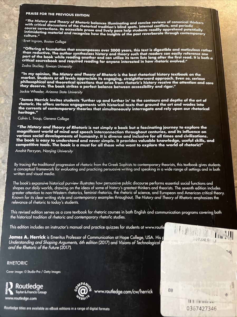 The History and Theory of Rhetoric, An Introduction Seventh Ed