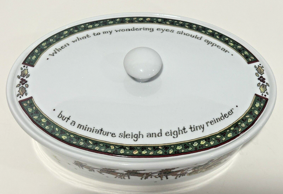 Portmeirion Christmas Story Oval Casserole Dish w/Lid 1.5 Qt. Susan