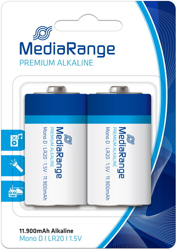 20 Mediarange Premium D / Mono Alkaline Batterien 2er Blister