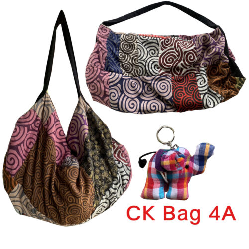 HANDMADE Patchwork Thai Cotton Tote Boho Yoga Hippie Shopping Bag (CKBag-4A) - Picture 1 of 12