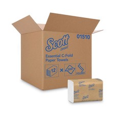 Scott C-Fold Towels, Absorbency Pockets, 10 1/8 x 13 3/20, White, 200/Pk, 12 Pk