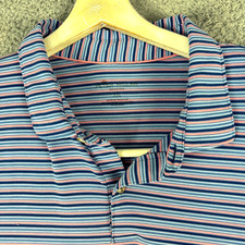 Peter Millar Seaside Polo Shirt Mens XXL Blue Pink Stripe Performance Golf