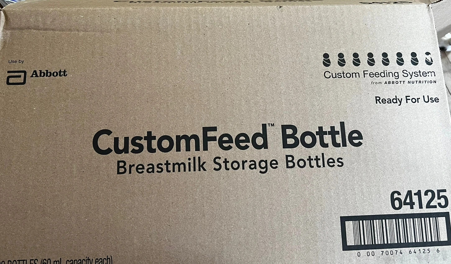 100/Cs Abbott Breast Milk Storage Bottles 2 oz CustomFeed Bottles with Caps 60mL
