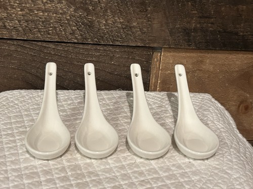 4 Saki Spoons China White Serving Spoon Liquid Display