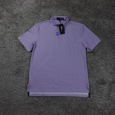 RLX Ralph Lauren Polo Shirt Medium Bumble Bee AOP Print Stretch Purple NWT