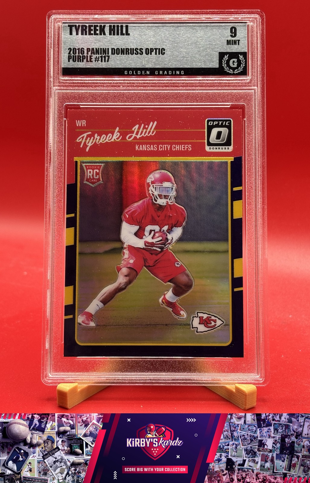2016 Donruss Optic #117 Tyreek Hill Purple Graded 9 RC