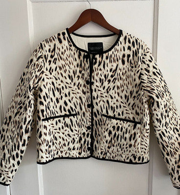 NWT Sanctuary Jacket Quilted Black Off White Pockets Lightweight Womens Size L
