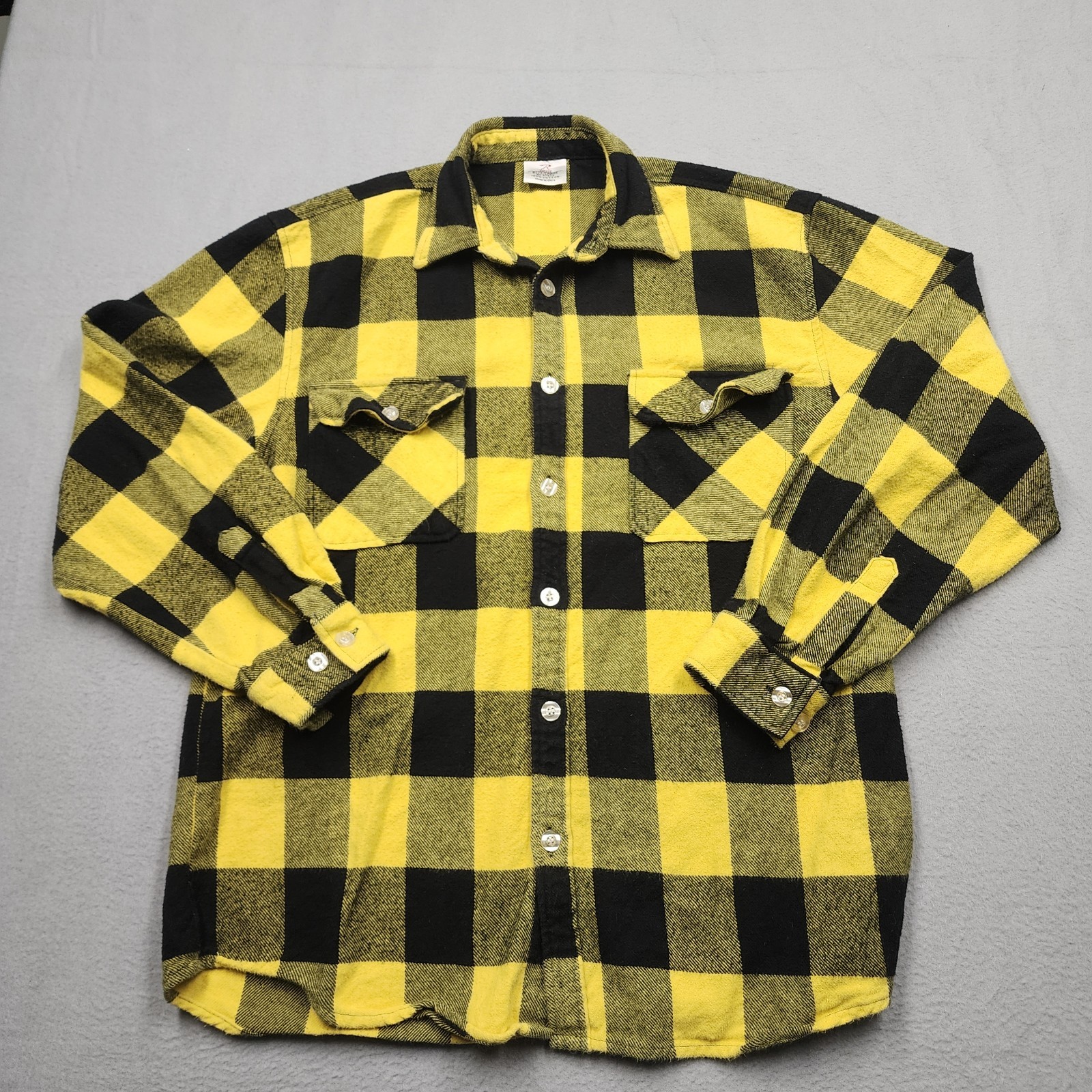 Rothco Flannel Heavyweight Long Sleeve Plaid Yellow-Mens Large- 100% Cotton