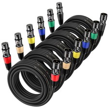 15ft XLR Microphone Cable 6-Pack - Balanced 3-Pin Male to Female Cables