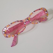 Vintage Sanrio Hello Kitty Pink Sunglasses Youth Size Flowers Kitty Pattern Tint