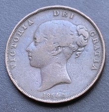 Victoria 1854 Penny Copper Coin Victorian Lot E54