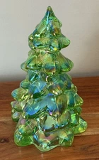 Mosser Glass USA Christmas Tree APPLE GREEN CARNIVAL - 8" tall Holiday