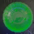 Vintage 10” footed bowl, Uranium Green Depression Glass, Cherry Blossom pattern