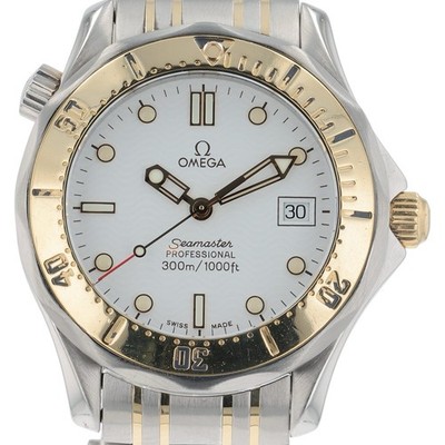 Omega Seamaster Diver Steel & Gold White Dial 36mm Quartz Men's