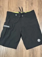 HIC Hawaiian Island Creations Enjoy The Ride Black Board Surf shorts Size 30