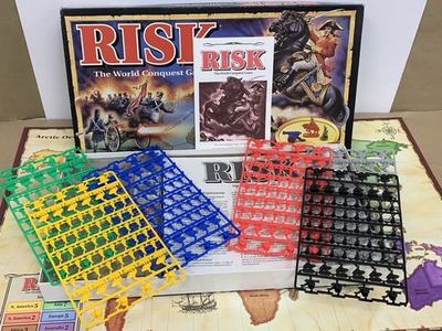#ad LN Vintage 1993 RISK Board Game Complete Miniatures Unpunched Parts Sealed $52.50