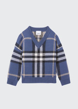 Burberry Boy's 6 Denny Vintage Nova Check Wool-Cashmere Sweater Jacquard Knit