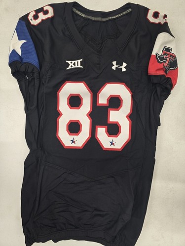 2014 TEXAS TECH RED RAIDERS #83 Player Issued "Stars" Football Jersey Black 44 - Picture 1 of 2