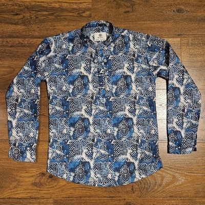 BLAZO Kurta Style Shirt Blue Boys Size 8 Made In India 