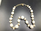 Vintage Napier Milk Glass Goldtone Necklace 16” Long