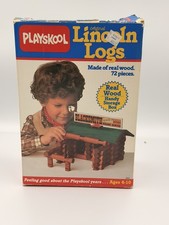 Vintage 1986 Playskool Original Lincoln Logs Blacksmith, Wood, Full 72 Pc, 884