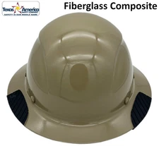 DAX Fiberglass Composite Lift Safety Full Brim Hard Hat - Khaki