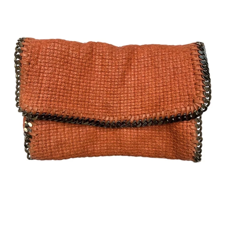 Bolso sin asas Stella McCartney Rafia Falabella con solapa cadena roja salmón Foto 3 de 4