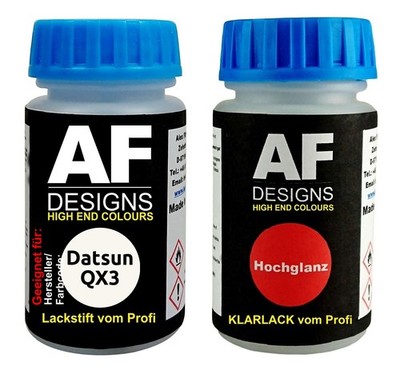 Lackstift für Datsun QX3 Satin White Perl + Klarlack je 50ml Autolack Basislack
