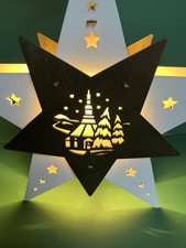 Fensterschmuck Fensterbild LED Echt Erzgebirge elektr. beleuchtet Holz