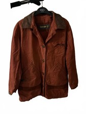 Vintage Timberland Weathergear Jacket S Brown Waxed Cotton Leather Trim Y2K