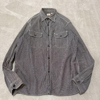 Sugar Cane Wabash Striped Work Shirt Size Large Gray Mens Made In Japan