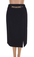 Vintage 80s 90s Celine Paris Chainlink Slit Front Skirt Size 38 S Black 850