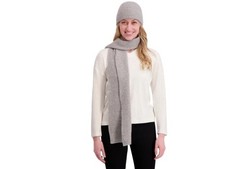 New DKNY Women's Light Gray 100 Cashmere Scarf and Hat Set