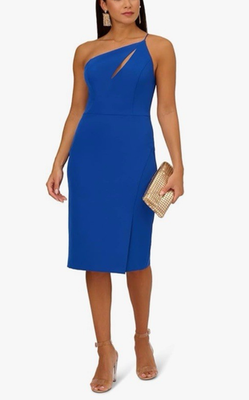 aidan mattox one shoulder cocktail dress Aidan Mattox One Shoulder Silk & Sequin Cocktail Dress Size 0