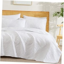 Lorenzo - Quilt Queen Size Bedding Set, Soft Lightweight Full/Queen White