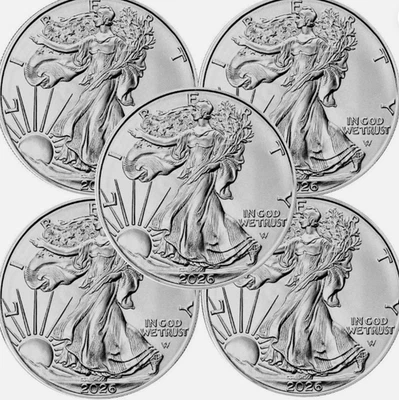 Lot of 5 U.S .999 2026 -1- 0 Z American Eagle C.0.i.n - Image 1 of 4