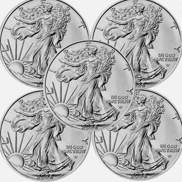 Lot of 5 U.S .999 2026 -1- 0 Z American Eagle C.0.i.n