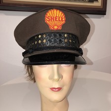 Vintage SHELL Oil Service Gas Station Uniform Hat Cap Patch Collectible
