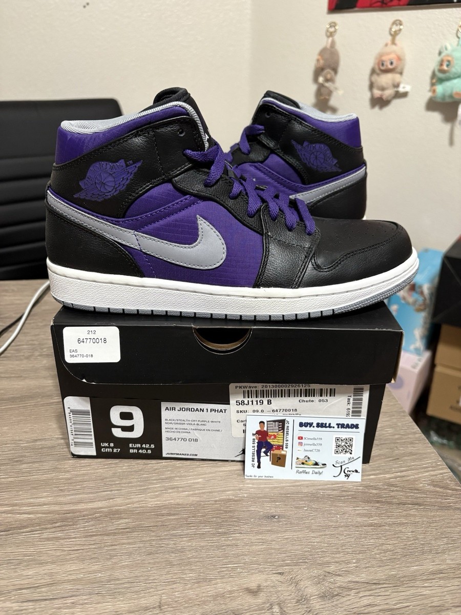 Size 9 mens - Air Jordan 1 Retro Phat Court Purple Mid Black White