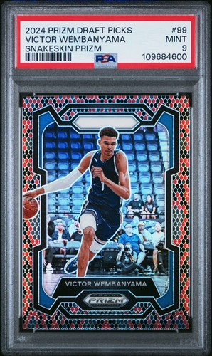 2024 PANINI PRIZM DRAFT PICKS SNAKESKIN PRIZM #99 VICTOR WEMBANYAMA PSA 9
